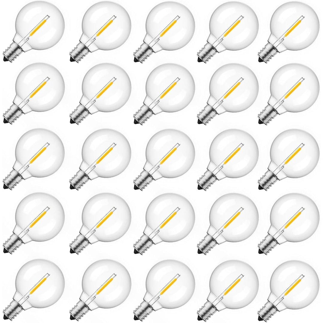 G40 Replacement LED Light Bulbs, 25 Pack Clear Globe Bulb fits E12 C7 Candelabra Screw Base Sockets, 1.5 Inch Dimmable Edison Light Bulbs for Indoor Outdoor Patio Decor, Warm White - Just Closeouts Canada Inc.