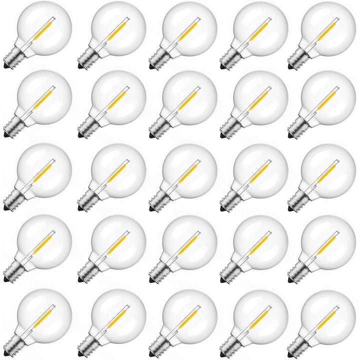 G40 Replacement LED Light Bulbs, 25 Pack Clear Globe Bulb fits E12 C7 Candelabra Screw Base Sockets, 1.5 Inch Dimmable Edison Light Bulbs for Indoor Outdoor Patio Decor, Warm White - Just Closeouts Canada Inc.