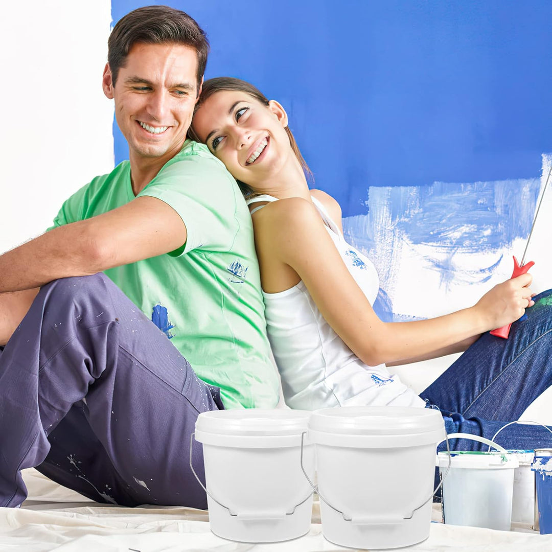 Gadpiparty 1 Gallon Plastic Paint Bucket 4L Paint Can with Lid and Handle Paint Pails Ice Cream Food Water Containers - Just Closeouts Canada Inc.