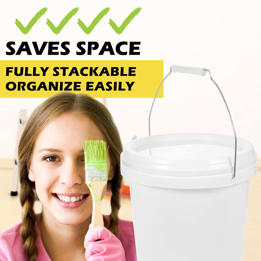 Gadpiparty 1 Gallon Plastic Paint Bucket 4L Paint Can with Lid and Handle Paint Pails Ice Cream Food Water Containers - Just Closeouts Canada Inc.