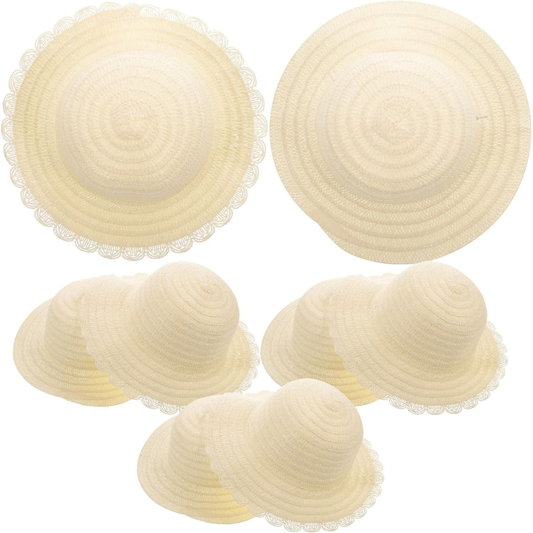 Gadpiparty 8Pcs DIY Straw Hats for Kids Creative Painting Sun Hats White Blank Straw Hat for Easter Birthday Beach Tea Party - Just Closeouts Canada Inc.