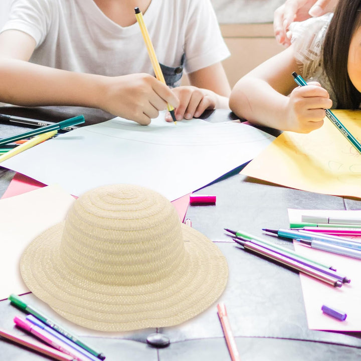 Gadpiparty 8Pcs DIY Straw Hats for Kids Creative Painting Sun Hats White Blank Straw Hat for Easter Birthday Beach Tea Party - Just Closeouts Canada Inc.