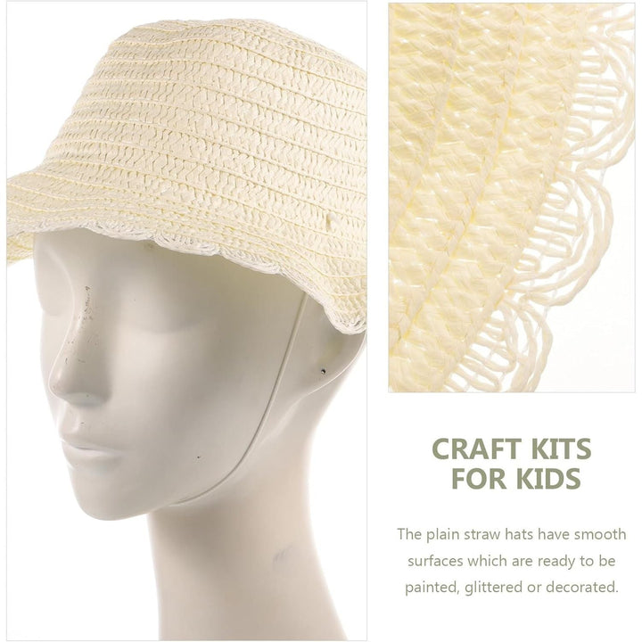 Gadpiparty 8Pcs DIY Straw Hats for Kids Creative Painting Sun Hats White Blank Straw Hat for Easter Birthday Beach Tea Party - Just Closeouts Canada Inc.
