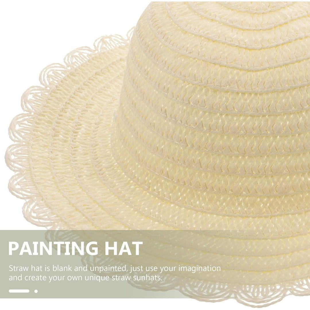 Gadpiparty 8Pcs DIY Straw Hats for Kids Creative Painting Sun Hats White Blank Straw Hat for Easter Birthday Beach Tea Party - Just Closeouts Canada Inc.