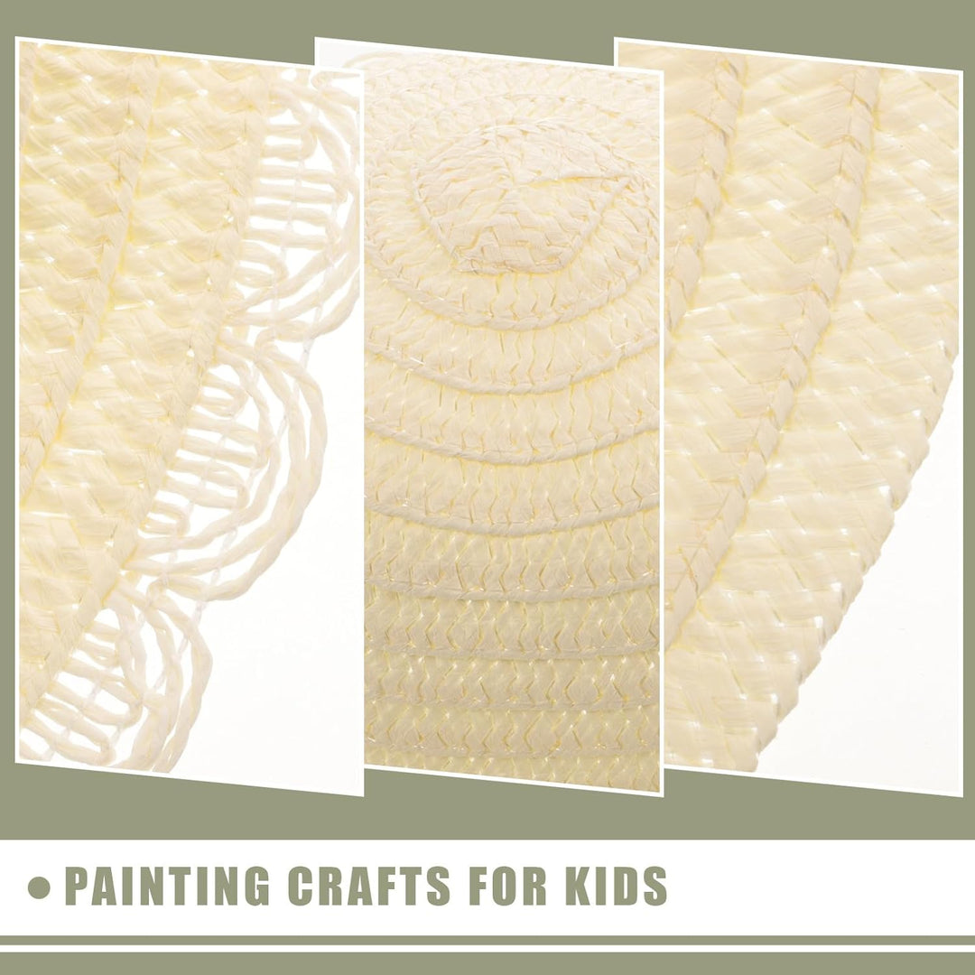 Gadpiparty 8Pcs DIY Straw Hats for Kids Creative Painting Sun Hats White Blank Straw Hat for Easter Birthday Beach Tea Party - Just Closeouts Canada Inc.