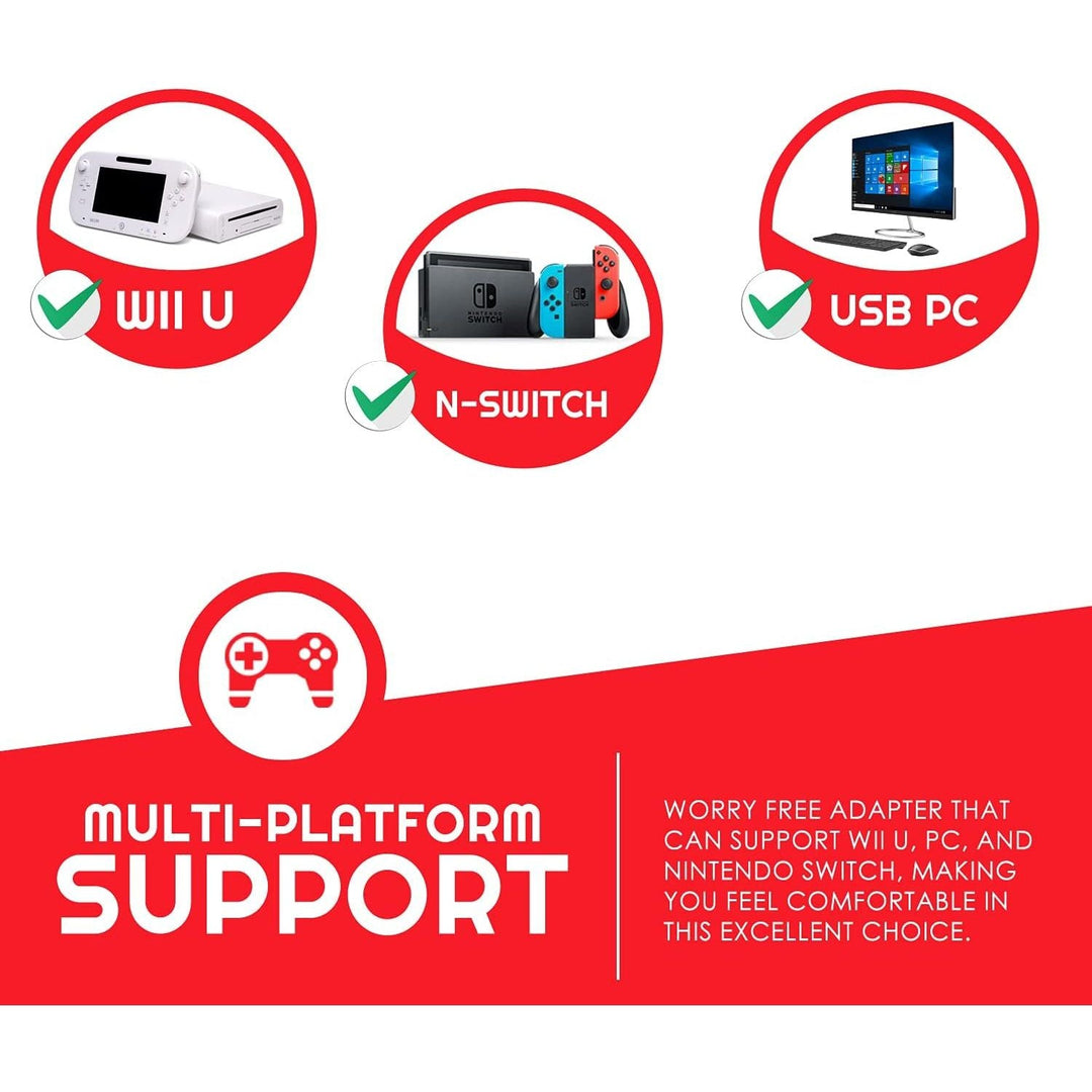 Gamecube Controller Adapter Compatible with Nintendo Wii U, PC USB and Nintendo Switch Controllers - 4 Port Black by EVORETRO - Just Closeouts Canada Inc.