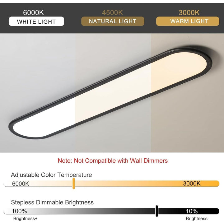 Ganeed LED Flat Panel Long Ceiling Light Fixture for Shop Lighting, 47.24" High Brightness Linear LED Ceiling Lamp, 51W Dimmable Low Profile Flush Mount Ceiling Light for Laundry Kitchen Office, Black - Just Closeouts Canada Inc.