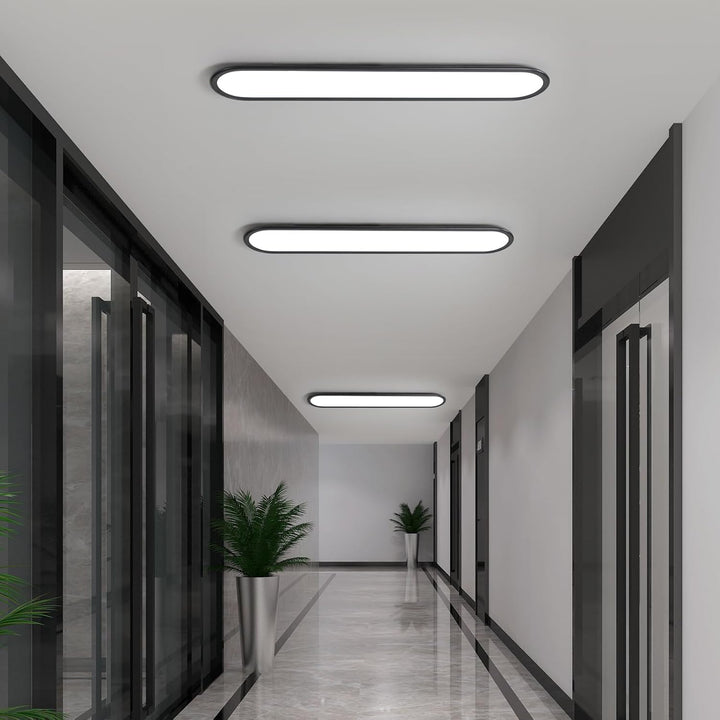 Ganeed LED Flat Panel Long Ceiling Light Fixture for Shop Lighting, 47.24" High Brightness Linear LED Ceiling Lamp, 51W Dimmable Low Profile Flush Mount Ceiling Light for Laundry Kitchen Office, Black - Just Closeouts Canada Inc.