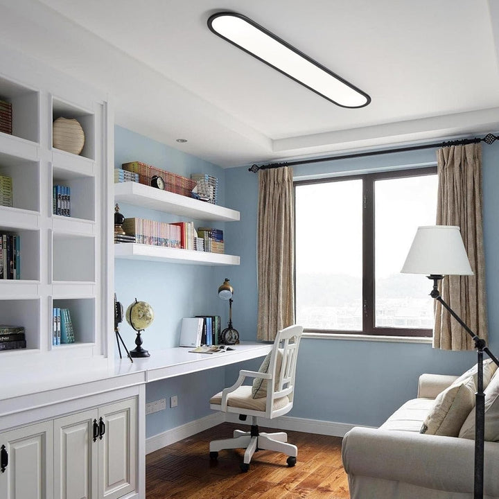 Ganeed LED Flat Panel Long Ceiling Light Fixture for Shop Lighting, 47.24" High Brightness Linear LED Ceiling Lamp, 51W Dimmable Low Profile Flush Mount Ceiling Light for Laundry Kitchen Office, Black - Just Closeouts Canada Inc.