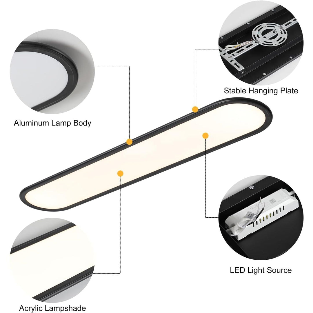 Ganeed LED Flat Panel Long Ceiling Light Fixture for Shop Lighting, 47.24" High Brightness Linear LED Ceiling Lamp, 51W Dimmable Low Profile Flush Mount Ceiling Light for Laundry Kitchen Office, Black - Just Closeouts Canada Inc.
