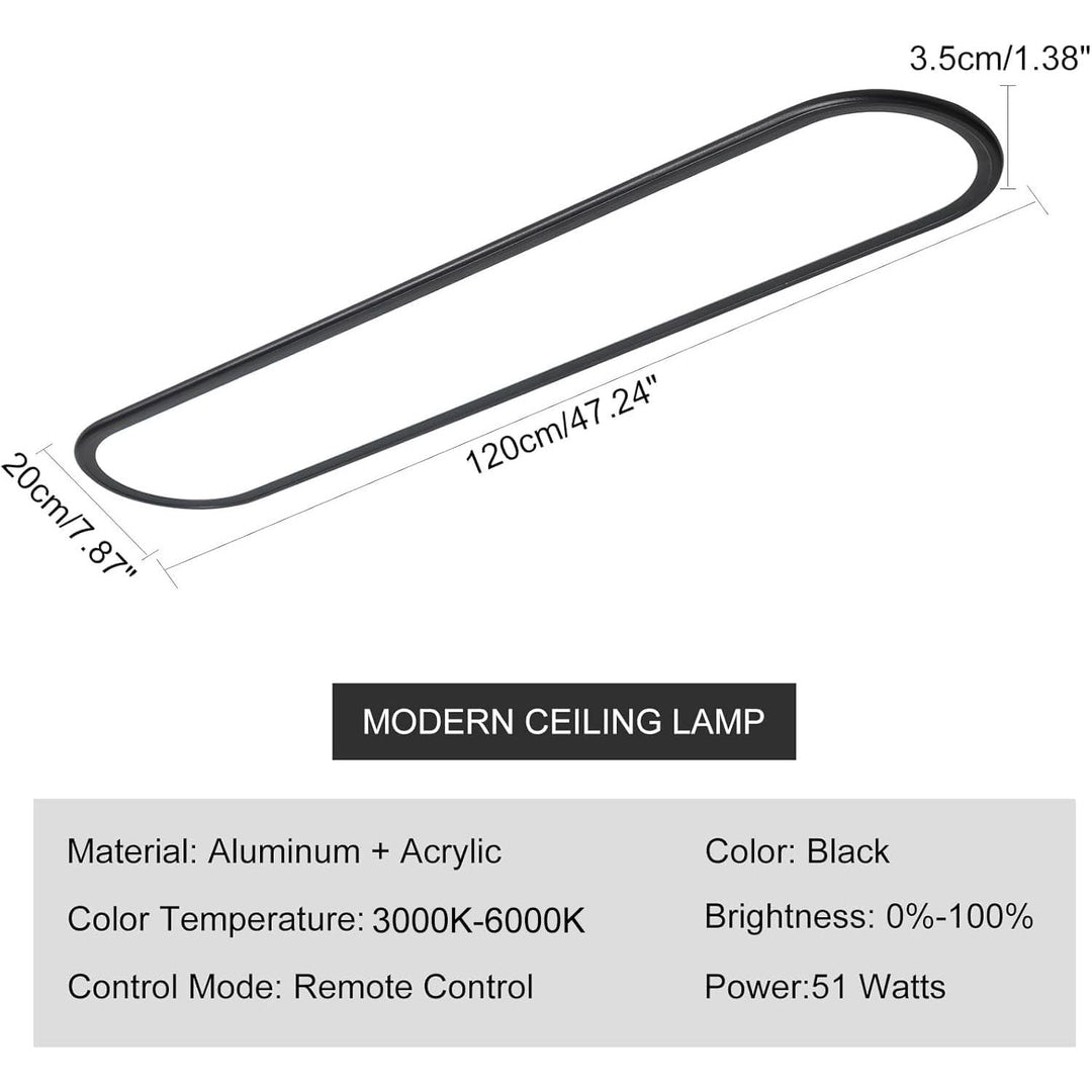 Ganeed LED Flat Panel Long Ceiling Light Fixture for Shop Lighting, 47.24" High Brightness Linear LED Ceiling Lamp, 51W Dimmable Low Profile Flush Mount Ceiling Light for Laundry Kitchen Office, Black - Just Closeouts Canada Inc.