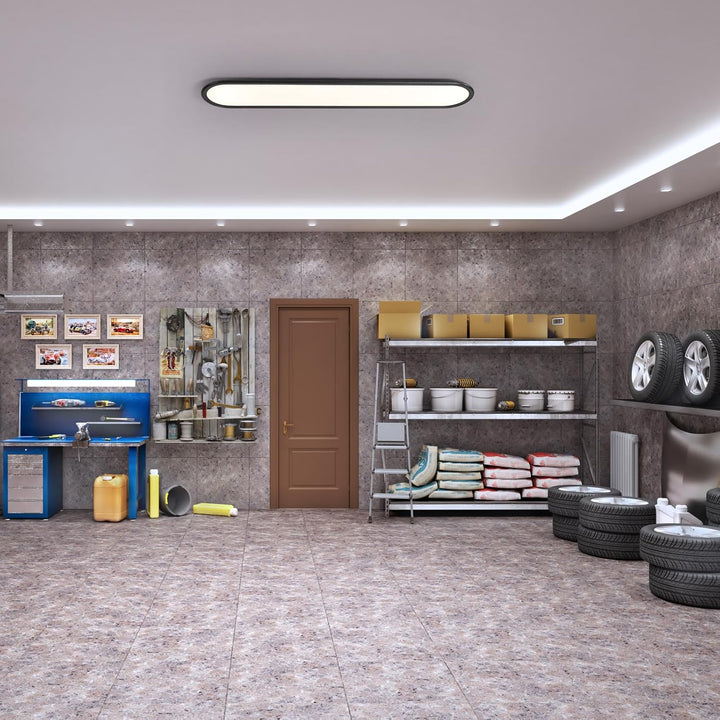 Ganeed LED Flat Panel Long Ceiling Light Fixture for Shop Lighting, 47.24" High Brightness Linear LED Ceiling Lamp, 51W Dimmable Low Profile Flush Mount Ceiling Light for Laundry Kitchen Office, Black - Just Closeouts Canada Inc.