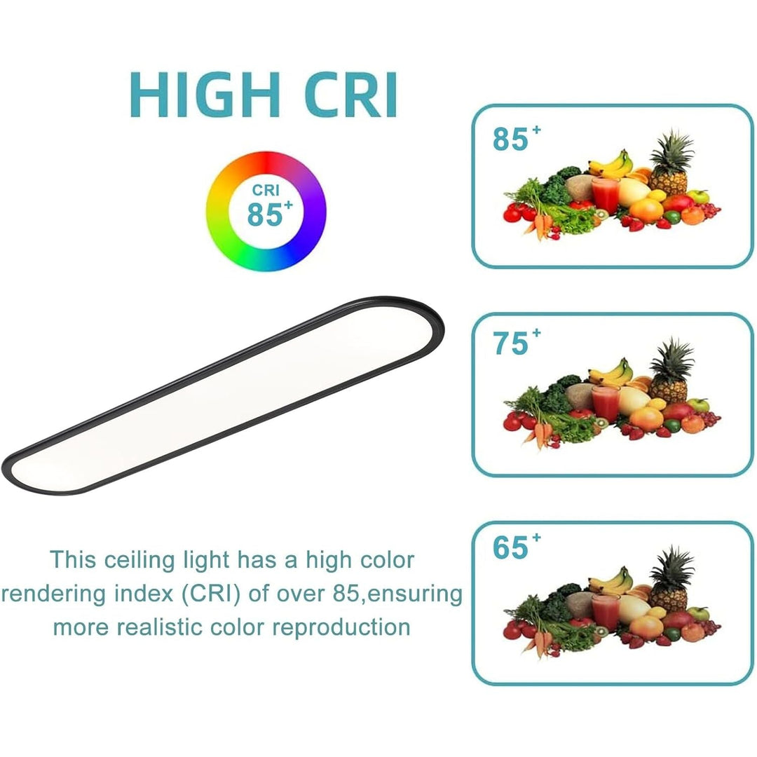 Ganeed LED Flat Panel Long Ceiling Light Fixture for Shop Lighting, 47.24" High Brightness Linear LED Ceiling Lamp, 51W Dimmable Low Profile Flush Mount Ceiling Light for Laundry Kitchen Office, Black - Just Closeouts Canada Inc.