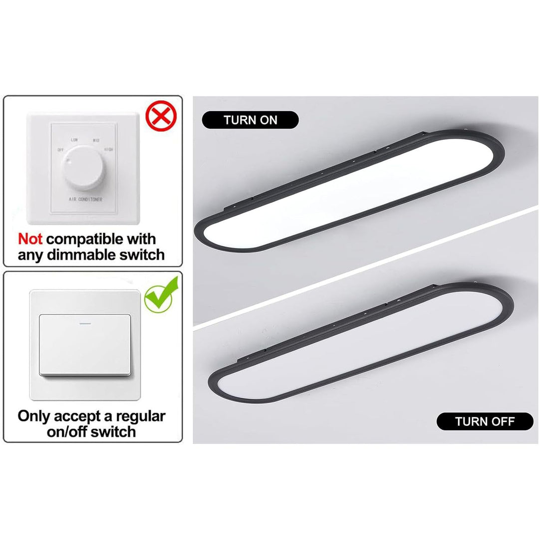 Ganeed Modern Linear Ceiling Lights,36W LED Ceiling Lamp, High Brightness Long Ceiling Light,27.6 Inch Ultra Thin Low Profile Light Fixture for Bedroom Kitchen Closet Hallway,Black/Cool White 6500K - Just Closeouts Canada Inc.