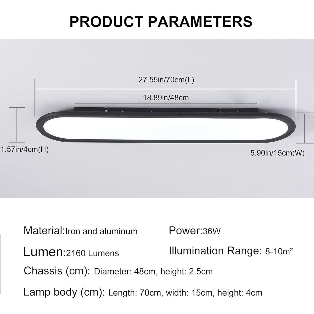 Ganeed Modern Linear Ceiling Lights,36W LED Ceiling Lamp, High Brightness Long Ceiling Light,27.6 Inch Ultra Thin Low Profile Light Fixture for Bedroom Kitchen Closet Hallway,Black/Cool White 6500K - Just Closeouts Canada Inc.