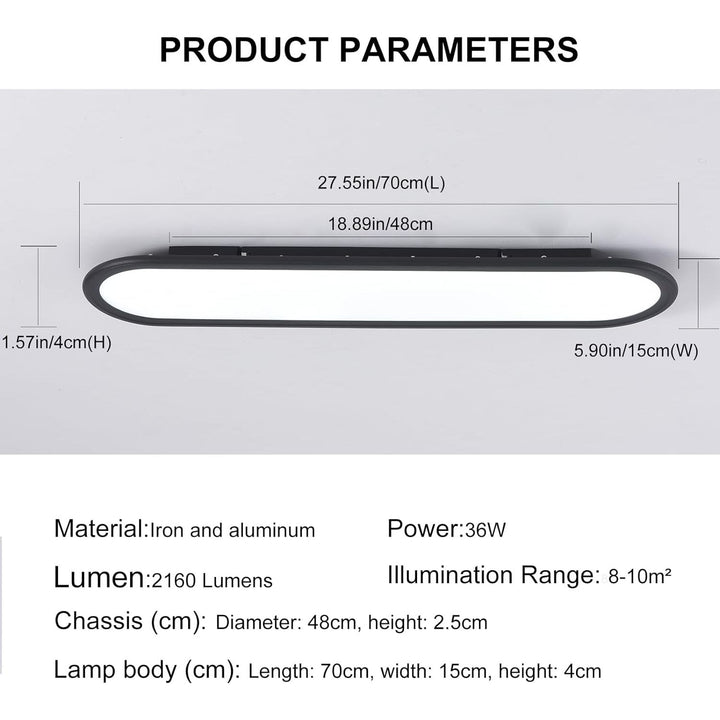 Ganeed Modern Linear Ceiling Lights,36W LED Ceiling Lamp, High Brightness Long Ceiling Light,27.6 Inch Ultra Thin Low Profile Light Fixture for Bedroom Kitchen Closet Hallway,Black/Cool White 6500K - Just Closeouts Canada Inc.