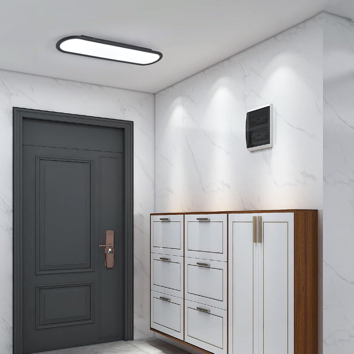 Ganeed Modern Linear Ceiling Lights,36W LED Ceiling Lamp, High Brightness Long Ceiling Light,27.6 Inch Ultra Thin Low Profile Light Fixture for Bedroom Kitchen Closet Hallway,Black/Cool White 6500K - Just Closeouts Canada Inc.