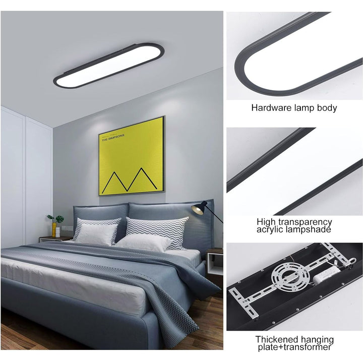 Ganeed Modern Linear Ceiling Lights,36W LED Ceiling Lamp, High Brightness Long Ceiling Light,27.6 Inch Ultra Thin Low Profile Light Fixture for Bedroom Kitchen Closet Hallway,Black/Cool White 6500K - Just Closeouts Canada Inc.