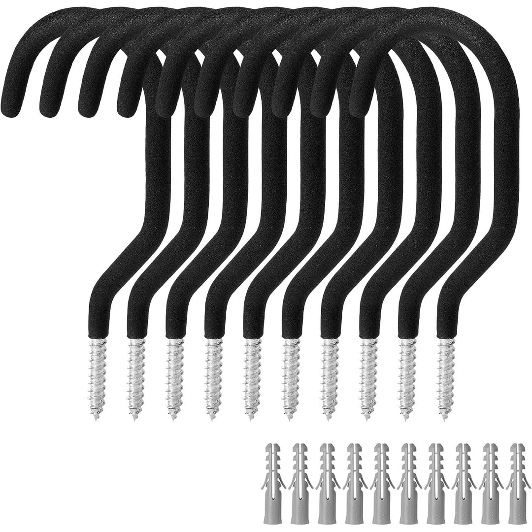 Garage Ceiling Hooks for Bike, 10 Pack Heavy-Duty Screw Hooks | Screw in Ceiling Bike Hanger Holds Bicycles, Ladders & Tools, Space-Saving Garage Storage Hook for Workshop & Shed - Just Closeouts Canada Inc.B0CDH9YV98