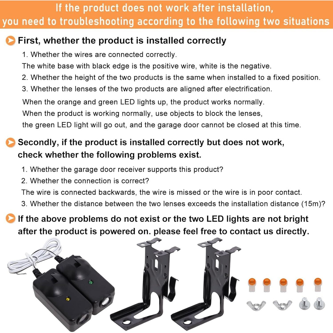 Garage Door Sensor Compatible with Lift master Chamberlain Sears Craftsman Garage Door Opener Made After 1997, 41A5034 G801CB-P Garage Door Safety Sensor Kit with 2 Mounting Brackets - Just Closeouts Canada Inc.