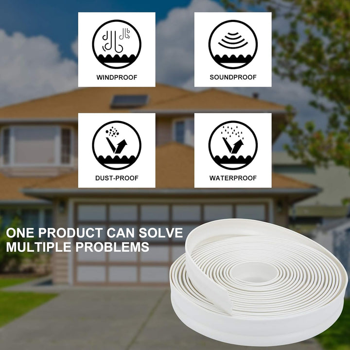 Garage Door Top and Sides Seal 32.8 Feet Weatherproofing Universal Rubber Weather Sealing Strip Professional Included Nails, White - Just Closeouts Canada Inc.