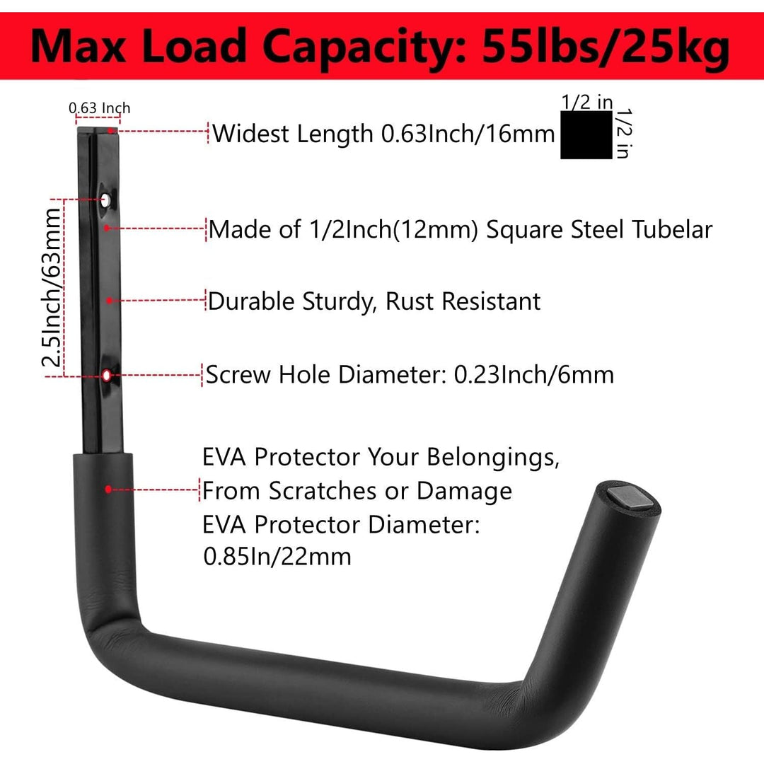 Garage Storage Heavy Duty Utility Hooks, 12 Inch Wall Mount Storage Hanger Organizer for Hanging Tool, Chairs, Hoses, Ladder, Bulk Items, Ropes, Bike - Just Closeouts Canada Inc.