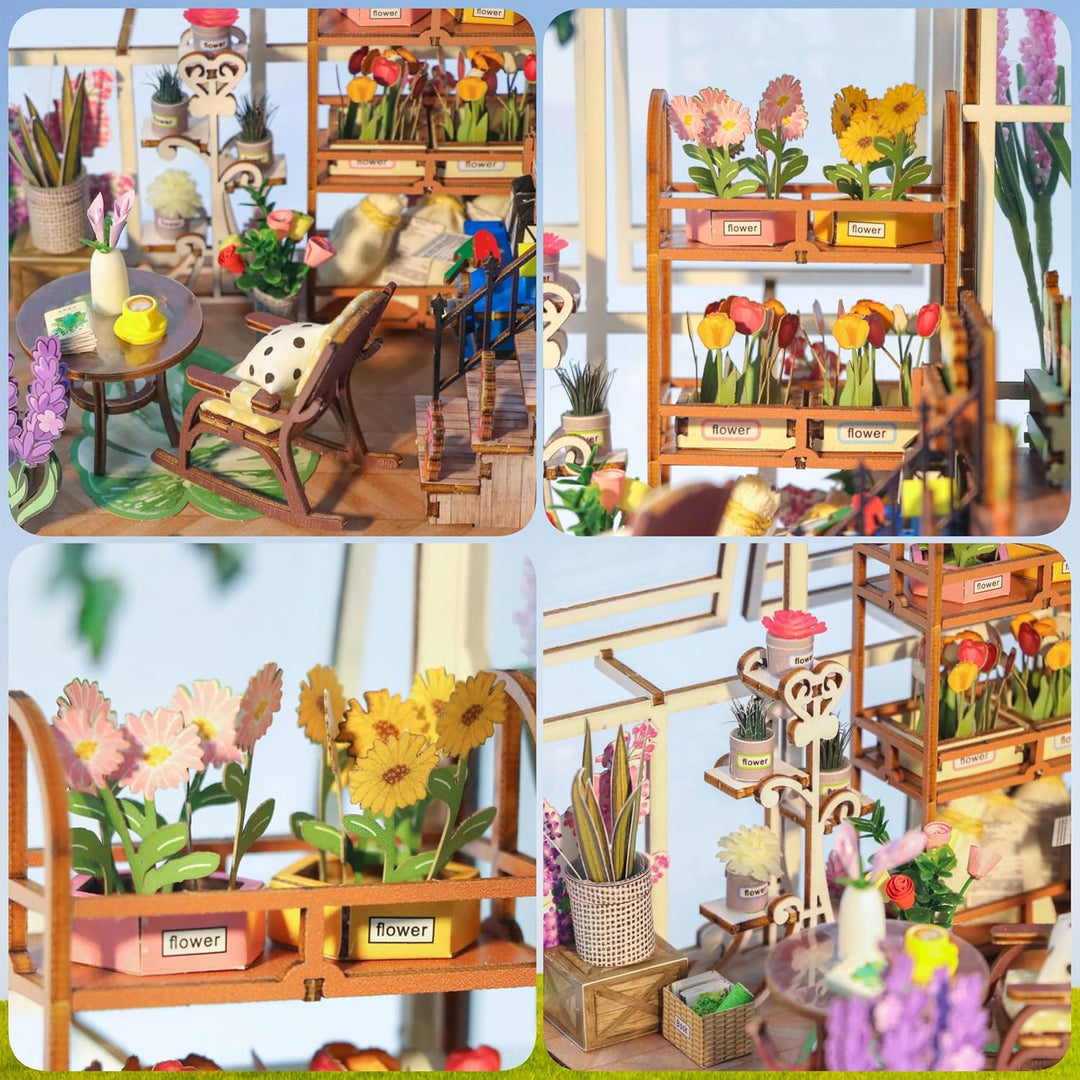 Garden House DIY Book Nook Kits Room Bookshelf Insert Miniature Decor Kit 3D Wooden Puzzle Bookshelf with Led Decor Suitable for Adults and Teenagers Craft Gifts - Just Closeouts Canada Inc.