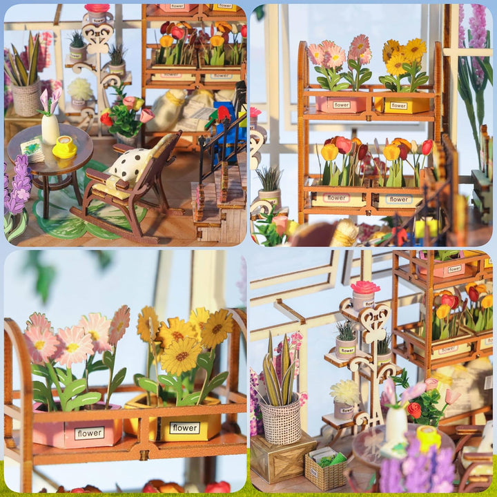 Garden House DIY Book Nook Kits Room Bookshelf Insert Miniature Decor Kit 3D Wooden Puzzle Bookshelf with Led Decor Suitable for Adults and Teenagers Craft Gifts - Just Closeouts Canada Inc.