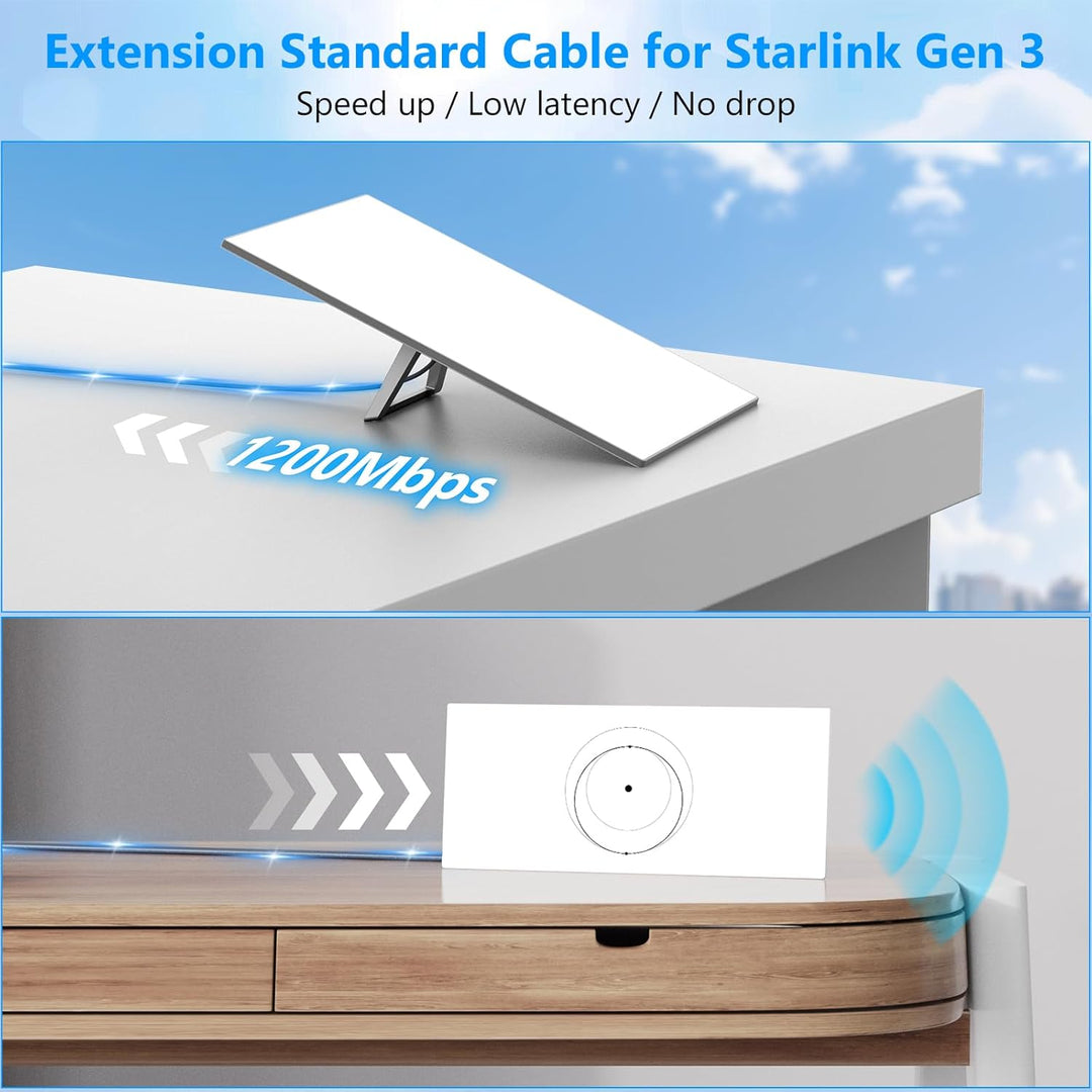 Gen 3 Cable for Starlink, 32.8FT/10M Cable for Starlink Gen 3 Replacement Standard V3 Cable Waterproof Starlink Ethernet Cable Gen 3 - Just Closeouts Canada Inc.