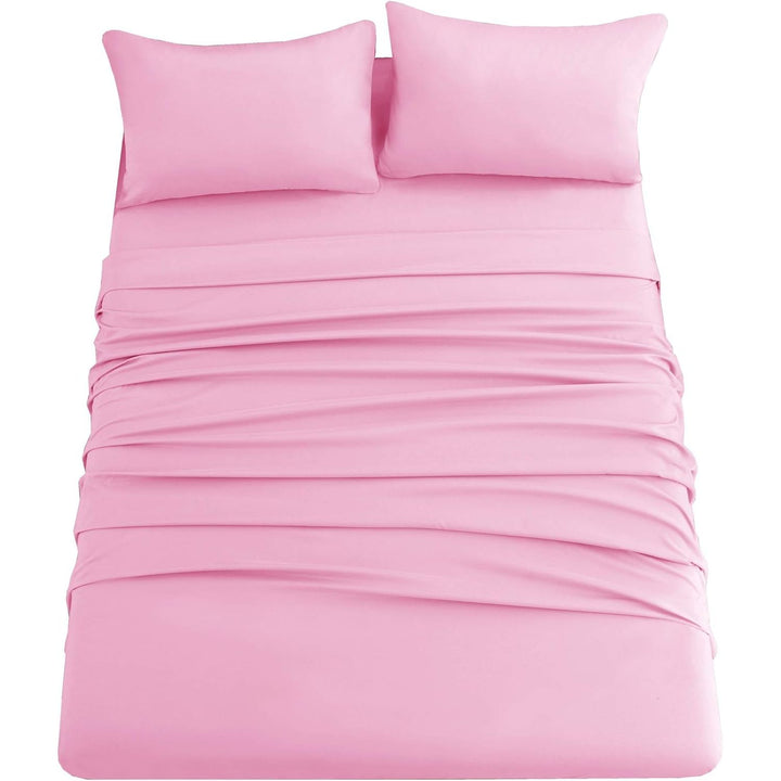 Ghooss Bed Sheet Set - 1 Flat Sheet,1 Fitted Sheet and 2 Pillowcases,100% Microfiber Luxury Bedding - Deep Pocket,Hypoallergenic,Wrinkle & Fade Free?Pink?Full? - Just Closeouts Canada Inc.