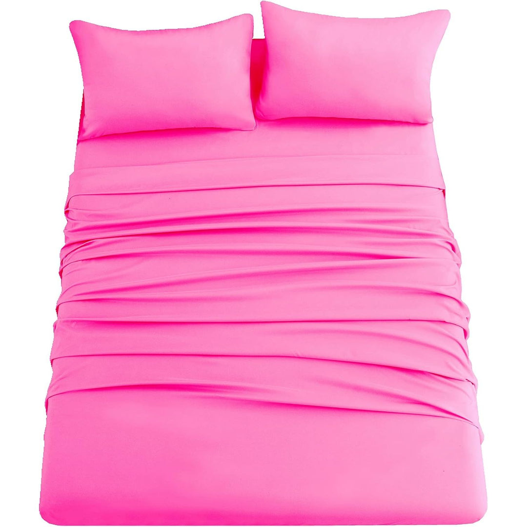 Ghooss Bed Sheet Set Queen Size Super Soft Microfiber 1800 Deep Pocket Luxury Bedding Sheets Double Brushed Wrinkle, Stain, Fade Resistant(Hot Pink,Queen) - Just Closeouts Canada Inc.