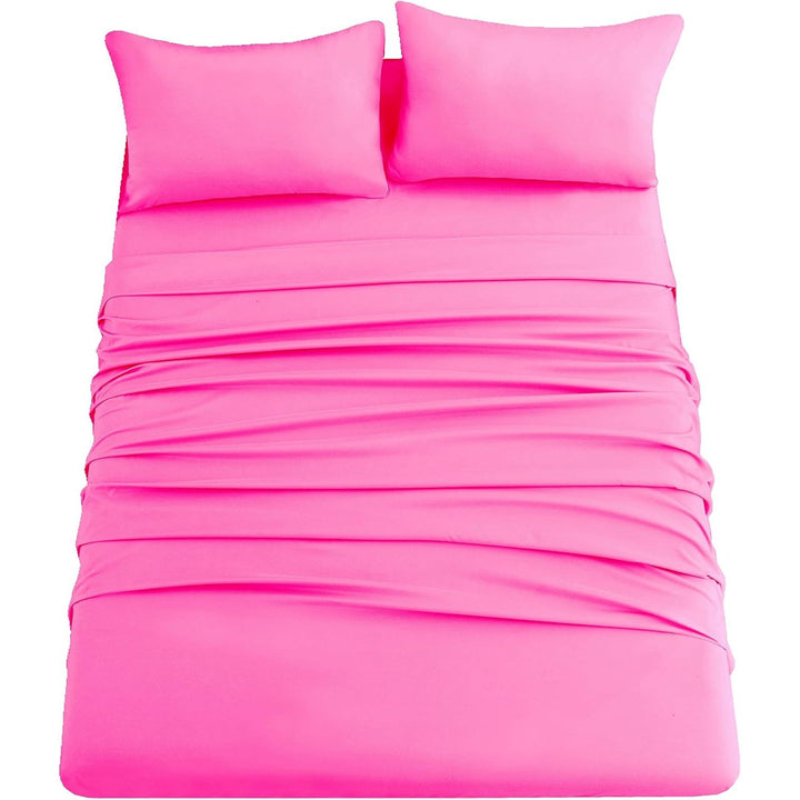 Ghooss Bed Sheet Set Queen Size Super Soft Microfiber 1800 Deep Pocket Luxury Bedding Sheets Double Brushed Wrinkle, Stain, Fade Resistant(Hot Pink,Queen) - Just Closeouts Canada Inc.
