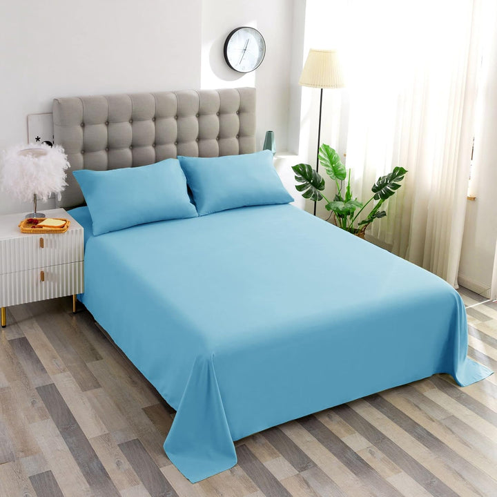 Ghooss Full Size Sheets 4 Pieces Bed Sheet,100% Super Soft Brushed Microfiber 1800 Luxury Bedding,Deep Pocket,Hypoallergenic,Wrinkle Free Fade & Stain Resistant(Sky Blue,Full) - Just Closeouts Canada Inc.