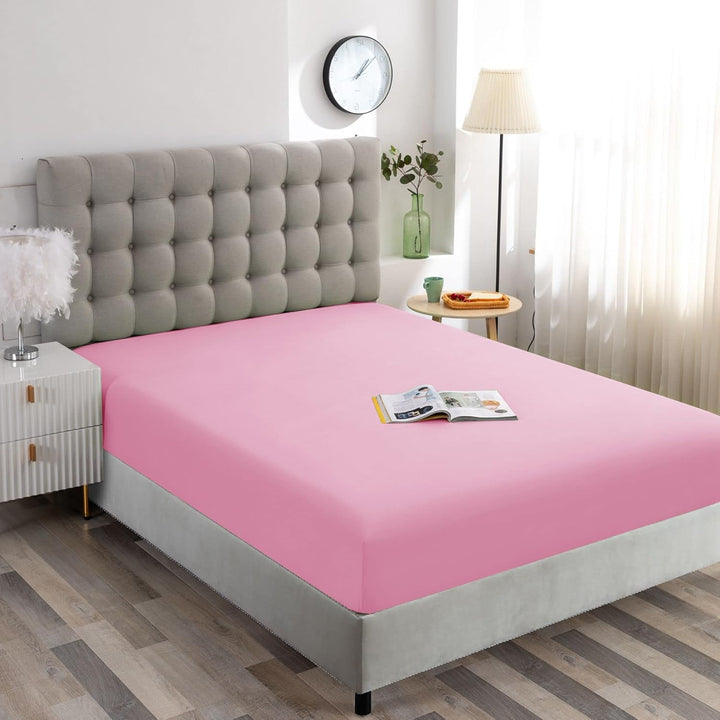 Ghooss King Size Fitted Sheet - Single Fitted Deep Pocket Sheet up to 14 Inch - Wrinkle - Fade - Stain Resistant - 1 Pack(Pink,King) - Just Closeouts Canada Inc.