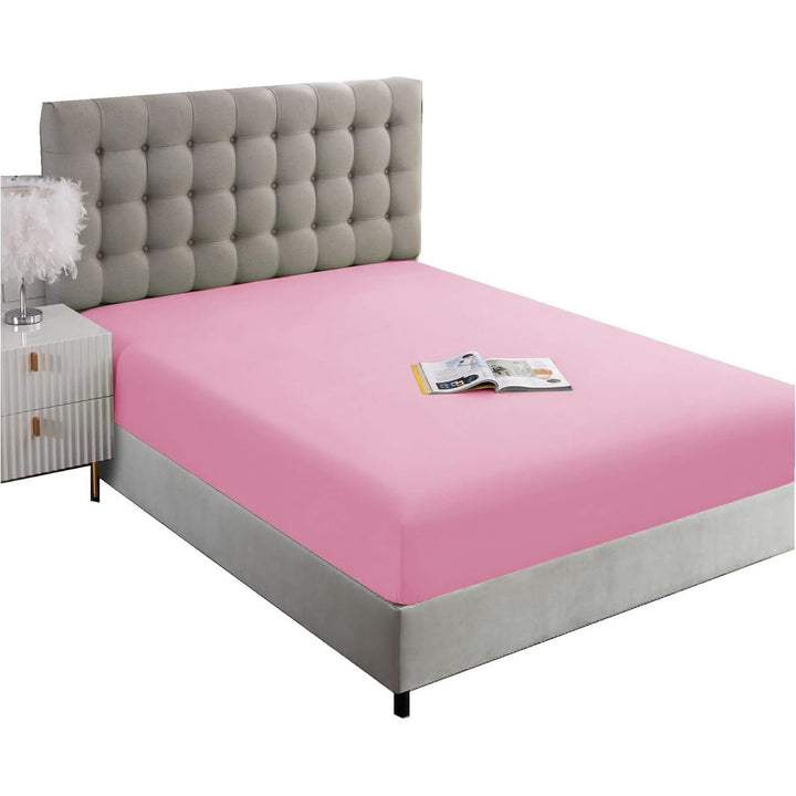 Ghooss King Size Fitted Sheet - Single Fitted Deep Pocket Sheet up to 14 Inch - Wrinkle - Fade - Stain Resistant - 1 Pack(Pink,King) - Just Closeouts Canada Inc.