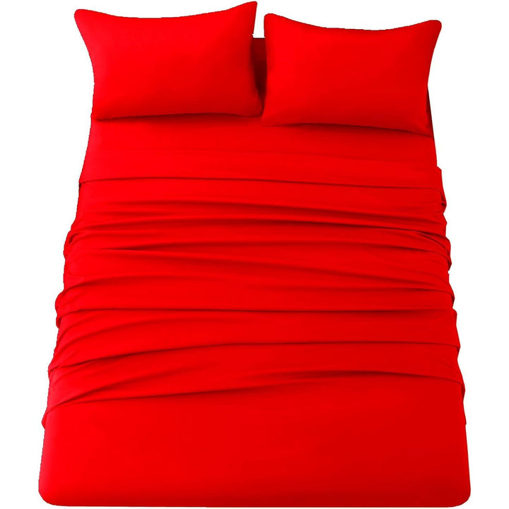 Ghooss Red Full Sheets Extra Soft Bed Sheets Brushed Microfiber 1800 Sheets - Deep Pocket, Wrinkle & Fade Free - 4 Piece - Red,Full - Just Closeouts Canada Inc.