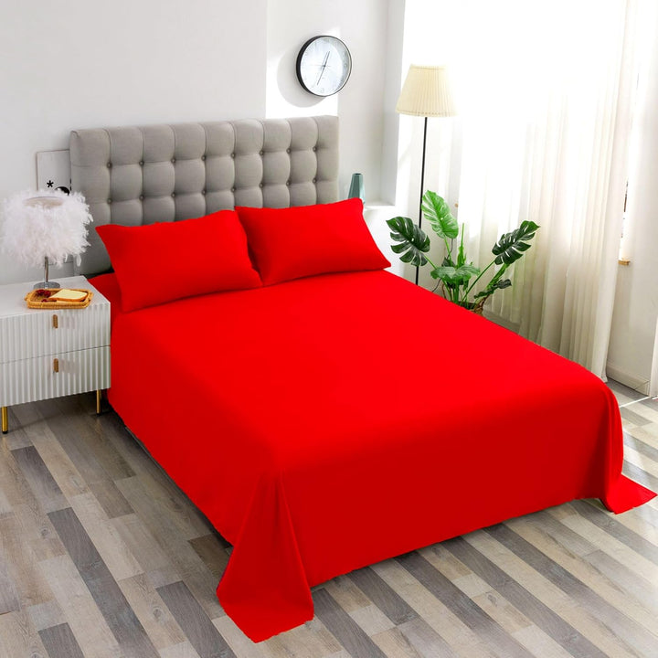 Ghooss Red Full Sheets Extra Soft Bed Sheets Brushed Microfiber 1800 Sheets - Deep Pocket, Wrinkle & Fade Free - 4 Piece - Red,Full - Just Closeouts Canada Inc.
