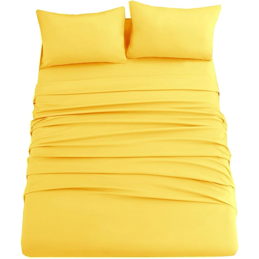 Ghooss Yellow Full Sheets Extra Soft Bed Sheets Brushed Microfiber 1800 Sheets - Deep Pocket, Wrinkle & Fade Free - 4 Piece - Yellow,Full - Just Closeouts Canada Inc.