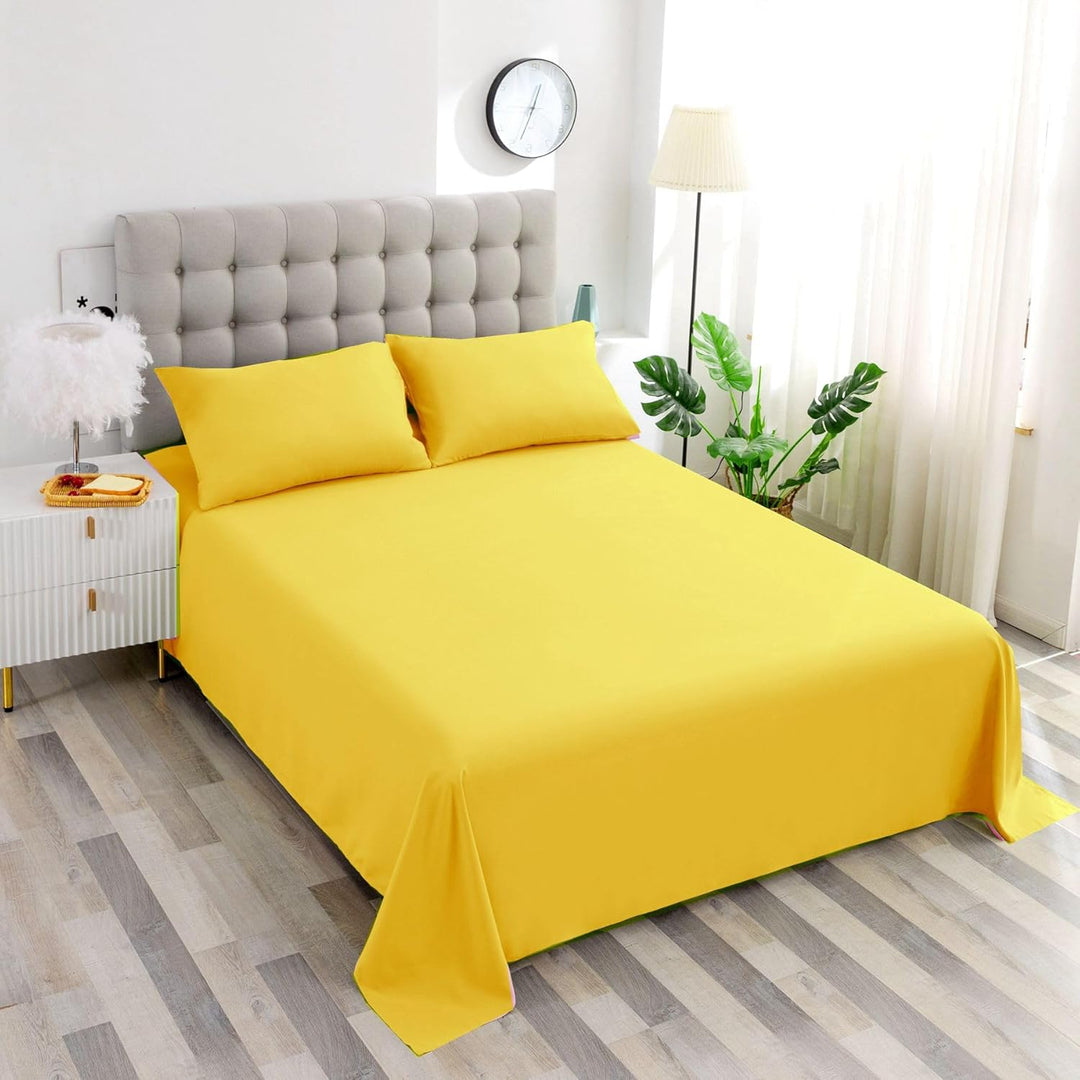 Ghooss Yellow Full Sheets Extra Soft Bed Sheets Brushed Microfiber 1800 Sheets - Deep Pocket, Wrinkle & Fade Free - 4 Piece - Yellow,Full - Just Closeouts Canada Inc.