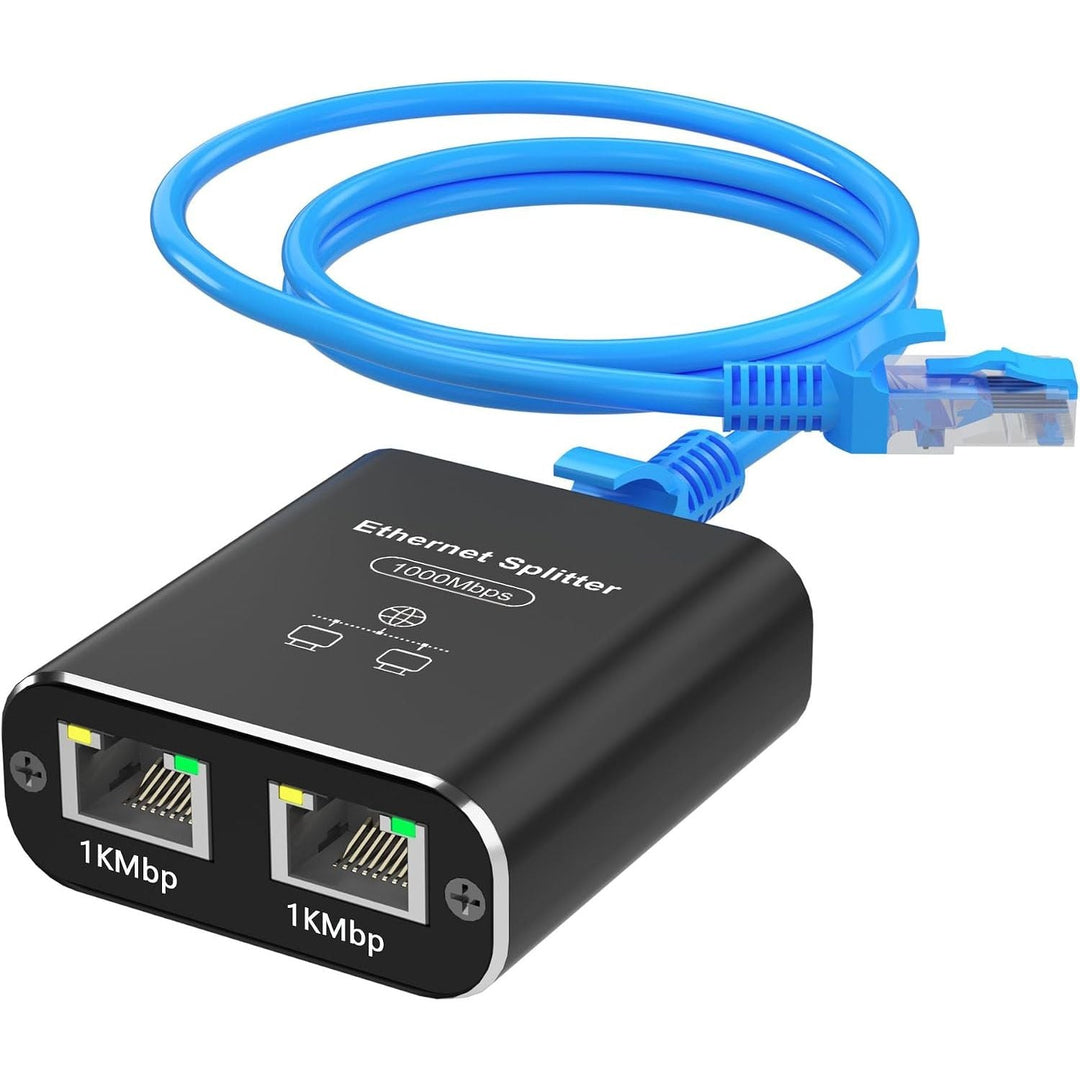 Gigabit Ethernet Splitter 1 to 2, 1000Mbps RJ45 Splitter with Cat 6 Cable & USB Power, Ethernet Cable HUB for Cat 5/5e/6/7/8, High-Speed Internet Adapter for Home/Office - Just Closeouts Canada Inc.X004M52N05