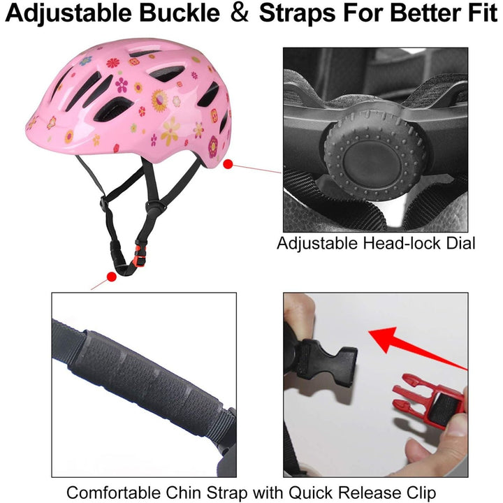 GLAF Toddler Helmet Kids Bike Helmet Infant Helmet for Girls Boys Youth Helmet Ventilation Baby Adjustable Helmet Skateboard Helmet for 12 Months and Older - Flower - Just Closeouts Canada Inc.