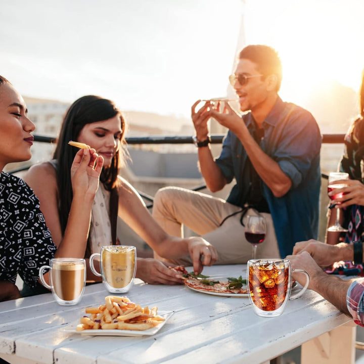 Glass Coffee Mugs Set, 8pcs Double Wall Insulated Glass Cups, Sturdy Stackable Thermal Durable Glassware Coffee Mug for Latte, Cappuccino, Tea Bag - Just Closeouts Canada Inc.