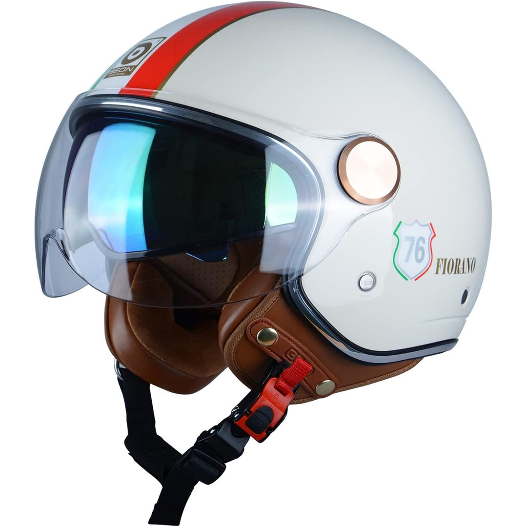Glossy Milky White XL Open-Face Motorcycle Helmet with Dual Visors - Just Closeouts Canada Inc.