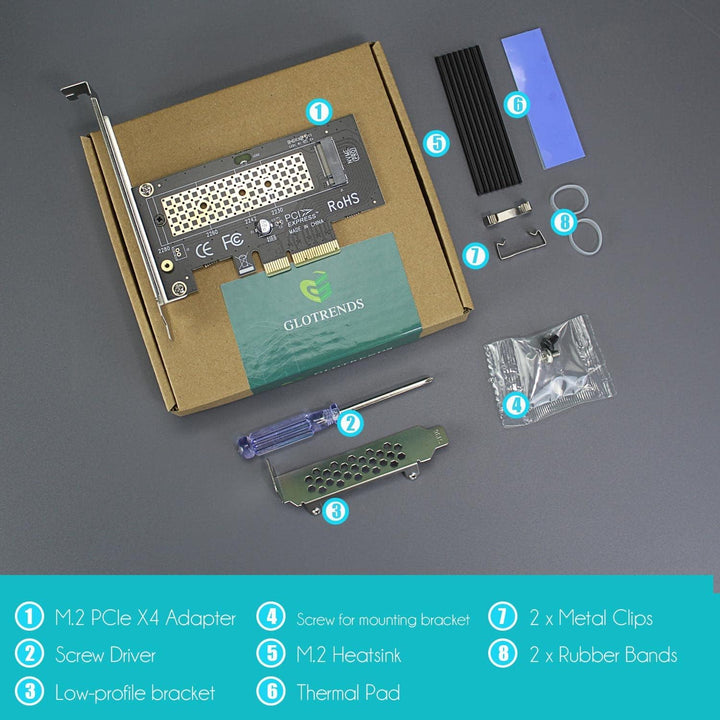 GLOTRENDS PA09 - HS M.2 NVMe to PCIe 4.0 X4 Adapter with M.2 Heatsink for M.2 NVMe SSD - Just Closeouts Canada Inc.
