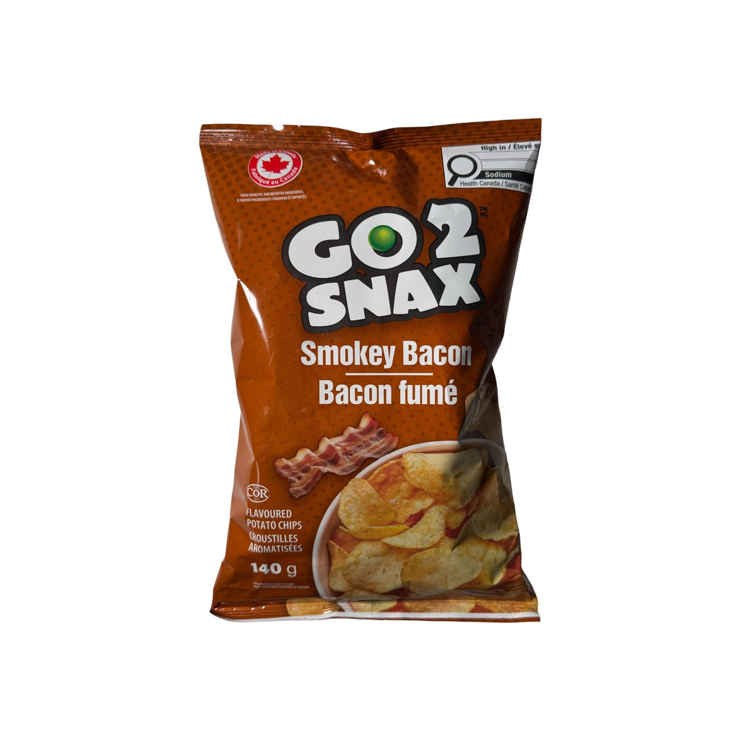 Go2Snax Smokey Bacon Potato Chips, 140g - Just Closeouts Canada Inc.057664008996