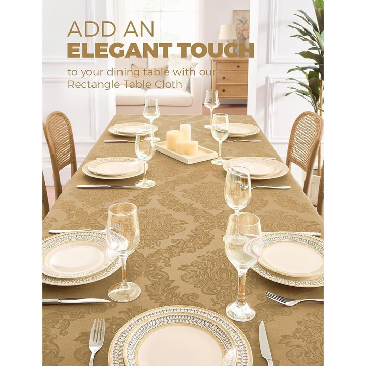 Gold Fall Floral Table Cloths Rectangular 60 x 120 Inch (10-12 Seats), Waterproof Decorative Washable Damask Tablecloth Covers for Dining Kitchen Buffet Table, Wedding Indoor Outdoor Party - Just Closeouts Canada Inc.X004O3PGG3