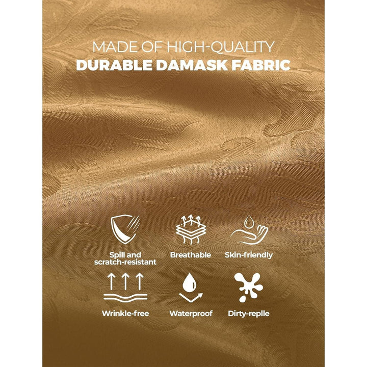 Gold Fall Floral Table Cloths Rectangular 60 x 120 Inch (10-12 Seats), Waterproof Decorative Washable Damask Tablecloth Covers for Dining Kitchen Buffet Table, Wedding Indoor Outdoor Party - Just Closeouts Canada Inc.X004O3PGG3