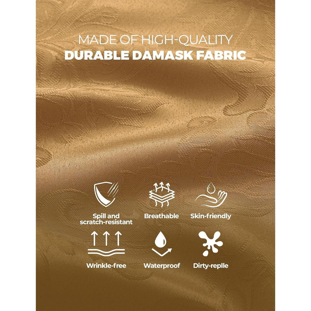 Gold Floral Table Cloths Rectangular 60 x 84 Inch (6-8 Seats), Waterproof 100% Polyester Washable Damask Tablecloth Covers for Dining Kitchen Buffet Table, Wedding Indoor Outdoor Party - Just Closeouts Canada Inc.X004O3PFBJ
