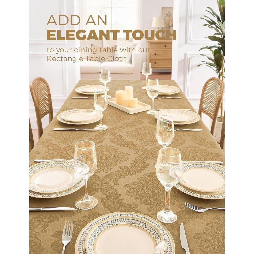 Gold Floral Table Cloths Rectangular 60 x 84 Inch (6-8 Seats), Waterproof 100% Polyester Washable Damask Tablecloth Covers for Dining Kitchen Buffet Table, Wedding Indoor Outdoor Party - Just Closeouts Canada Inc.X004O3PFBJ