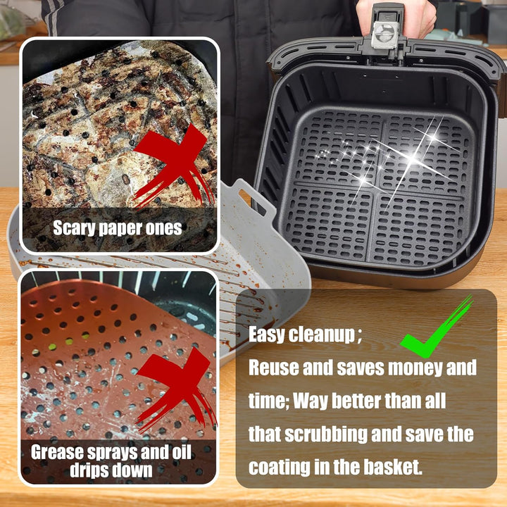 Golden Associate Silicone Liners Square for 8 to 8.5 In Air Fryer, 2 Pcs Non - stick Food - grade Reusable Silicone Pot Baking Tray Air fryer Accessories - Just Closeouts Canada Inc.